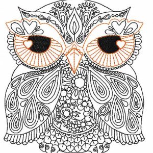 Owl redwork 2 embroidery design