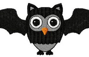 Owl in bat costume embroidery design