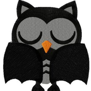 Owl in bat costume 2 embroidery design