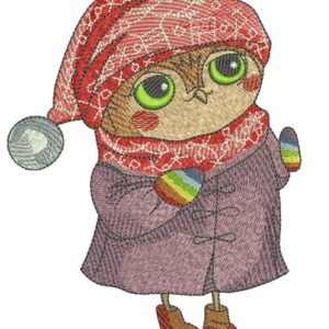Owl in coat embroidery design