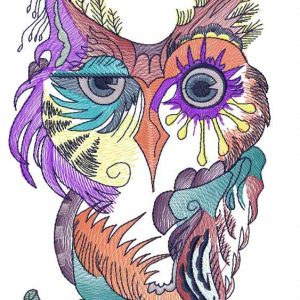 Owl in color embroidery design