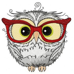 Owl in glasses embroidery design