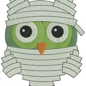 Owl in mummy costume embroidery design