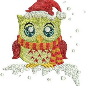 Owl in Santa hat  embroidery design