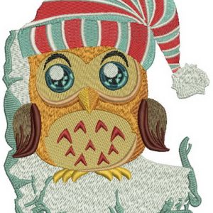 Owl in striped hat embroidery design