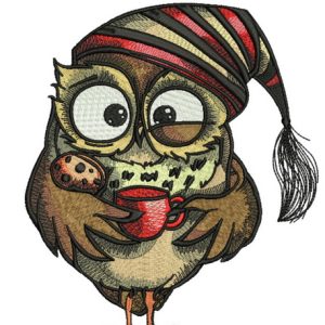 Owl in the morning 2 embroidery design