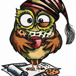 Owl in the morning embroidery design