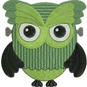 Owl in zombie costume embroidery design