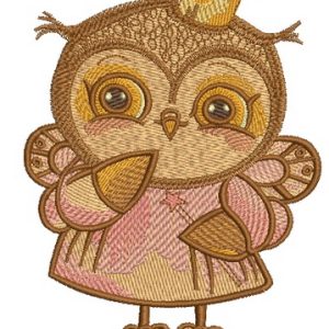 Owl princess embroidery design
