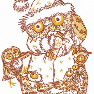 Owl Santa embroidery design