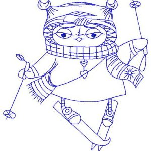 Owl skiing 2 embroidery design