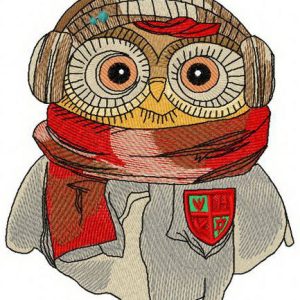 Owl the pilot embroidery design