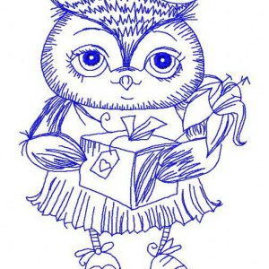 Owl with gift 2 embroidery design