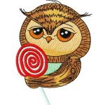 Owl with lollipop 3 embroidery design