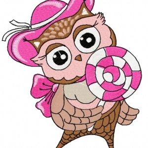 Owl with lollipop 4 embroidery design