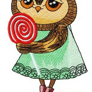 Owl with lollipop embroidery design