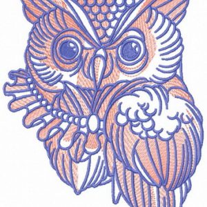 Owl with necklace embroidery design