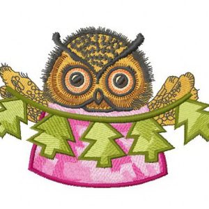 Owl with paper garland 2 embroidery design