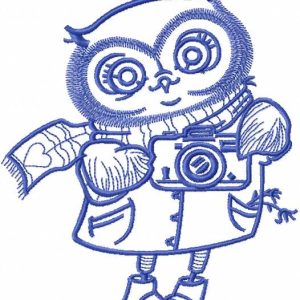 Owl with photo camera embroidery design