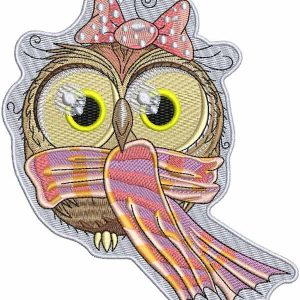 Owl with scarf embroidery design