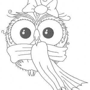 Owl in warm scarf 2 embroidery design