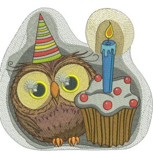Owl's first birthday embroidery design