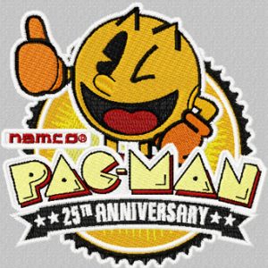 Pac-Man anniversary logo embroidery design