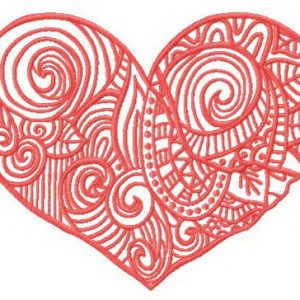 Patchwork heart embroidery design