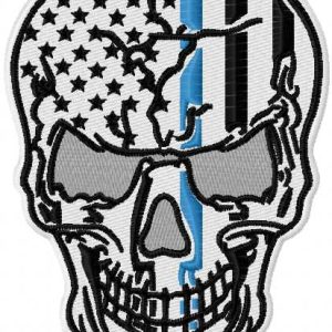 Patriotic skull embroidery design