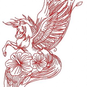 Pegasus with flowers 2 embroidery design