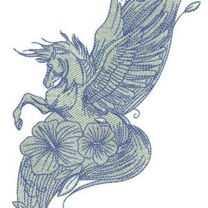 Pegasus with flowers embroidery design