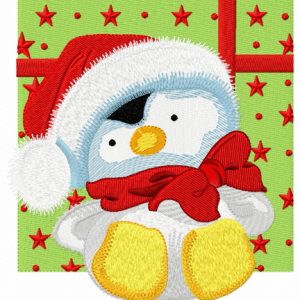 Penguin in Santa hat 2 embroidery design