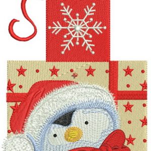 Penguin in Santa hat embroidery design
