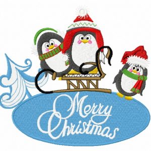 Penguin's Christmas embroidery design