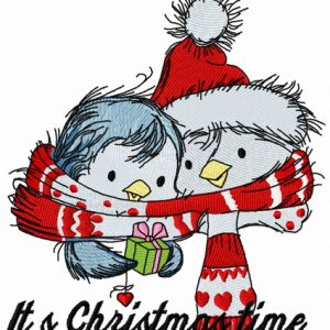 Penguin's Christmas time 5 embroidery design