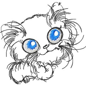 Pensive cat embroidery design