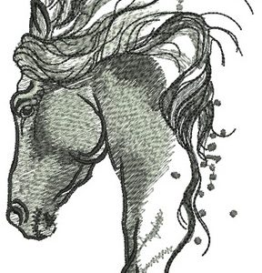 Pensive horse embroidery design