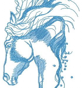 Pensive horse sketch embroidery design