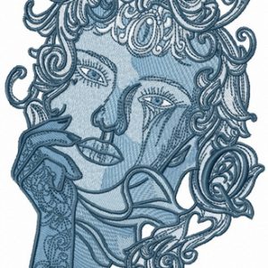 Pensive lady embroidery design