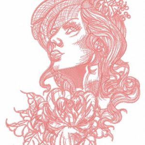 Pensive pretty girl 2 embroidery design
