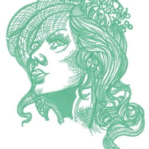 Pensive pretty girl 3 embroidery design