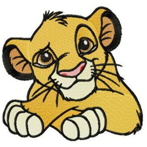 Pensive Simba embroidery design