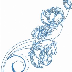 Peony and chamomile 2 embroidery design