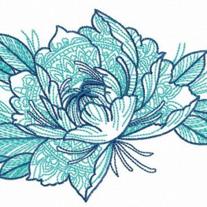 Peony with ornaments embroidery design