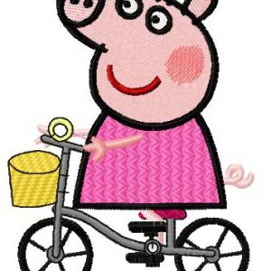 Peppa cyclist embroidery design