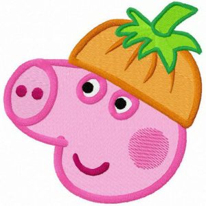 Peppa in pumpkin hat embroidery design