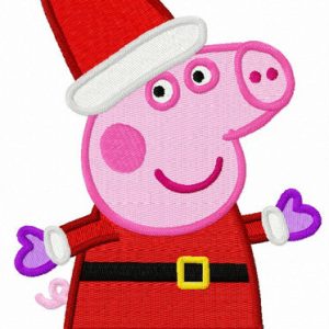 Peppa Pig in Santa costume embroidery design