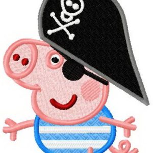 Peppa Pig pirate embroidery design