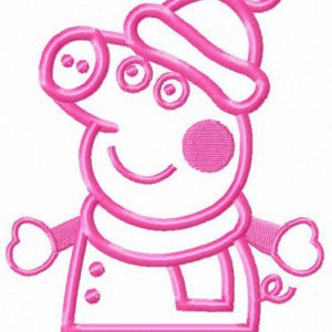 Peppa Pig winter time embroidery design