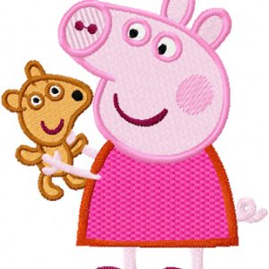 Peppa Pig with Toy embroidery design